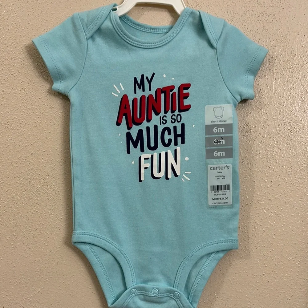 Carter's Blue Bodysuit Fun Auntie Design